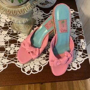 LILLY PULITZER Bow-Tie Wedge Heel Sandals